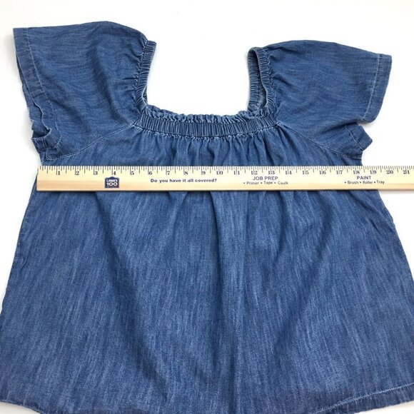 Gap Women's Chambray Tunic Top Square Neck Short Sleeves Lightweight Size XS - Picture 3 of 9
